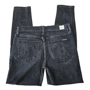 Hudson Natalie Midrise Super Skinny Ankle Jeans Distressed Stretch Black 27